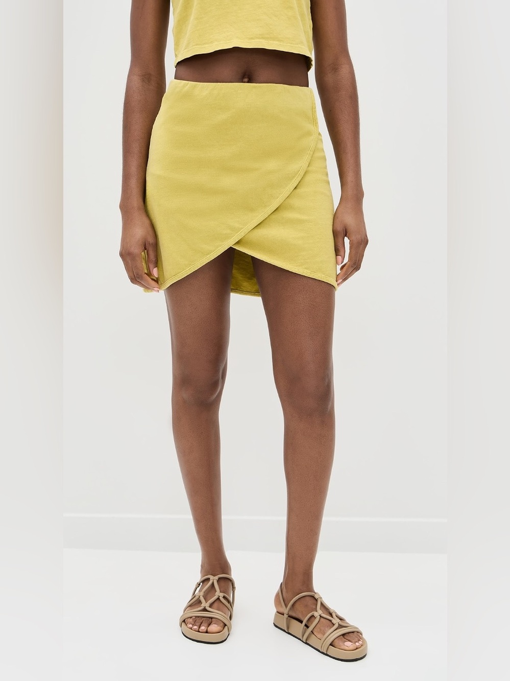 Les Tien Kerry Crop Tank & wrap skirt set in electric dijon color size XS - Picture 2 of 15